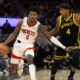 Nov 20, 2023; San Francisco, California, USA; Houston Rockets guard Jalen Green (4) dribbles against Golden State Warriors forward Moses Moody (4)