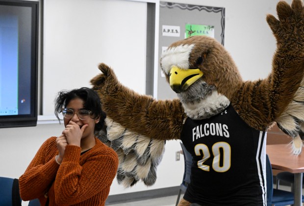 Amaiya Kavachery a student at Lehigh Career Technical Institute is awarded a full-tuition scholarship as the winner of Cedar Crest College's annual Scholarship Competition. The reveal was held at the LCTI on Tuesday, April 9, 2024. (Monica Cabrera/The Morning Call)