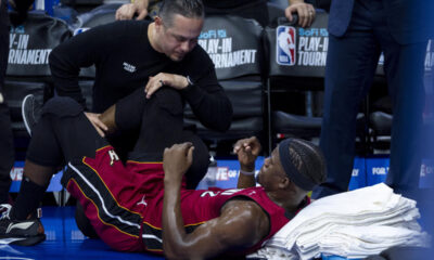 Report: Heat star Jimmy Butler feared to have MCL injury after play-in loss to 76ers