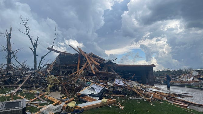 Catastrophic storm damage reported in Elkhorn, Nebraska, after a tornado