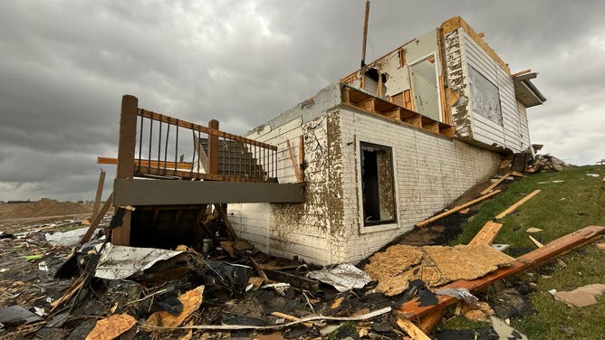 House destroyed by a tornado in Elkhorn, Nebraska