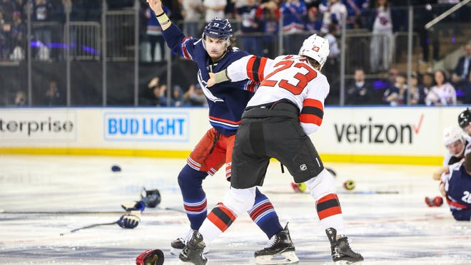 Matt Rempe, other Rangers describe 'wicked' line brawl with Devils