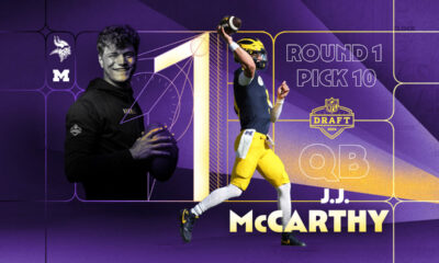 Quarterback J.J. McCarthy, Michigan, No. 10