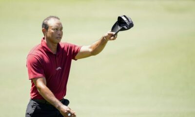 Tiger Woods bids farewell to CBS's Verne Lundquist at Masters' Hole 16