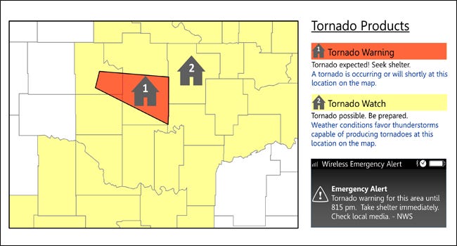 Here's how to tell the difference between a tornado watch and a tornado warning.