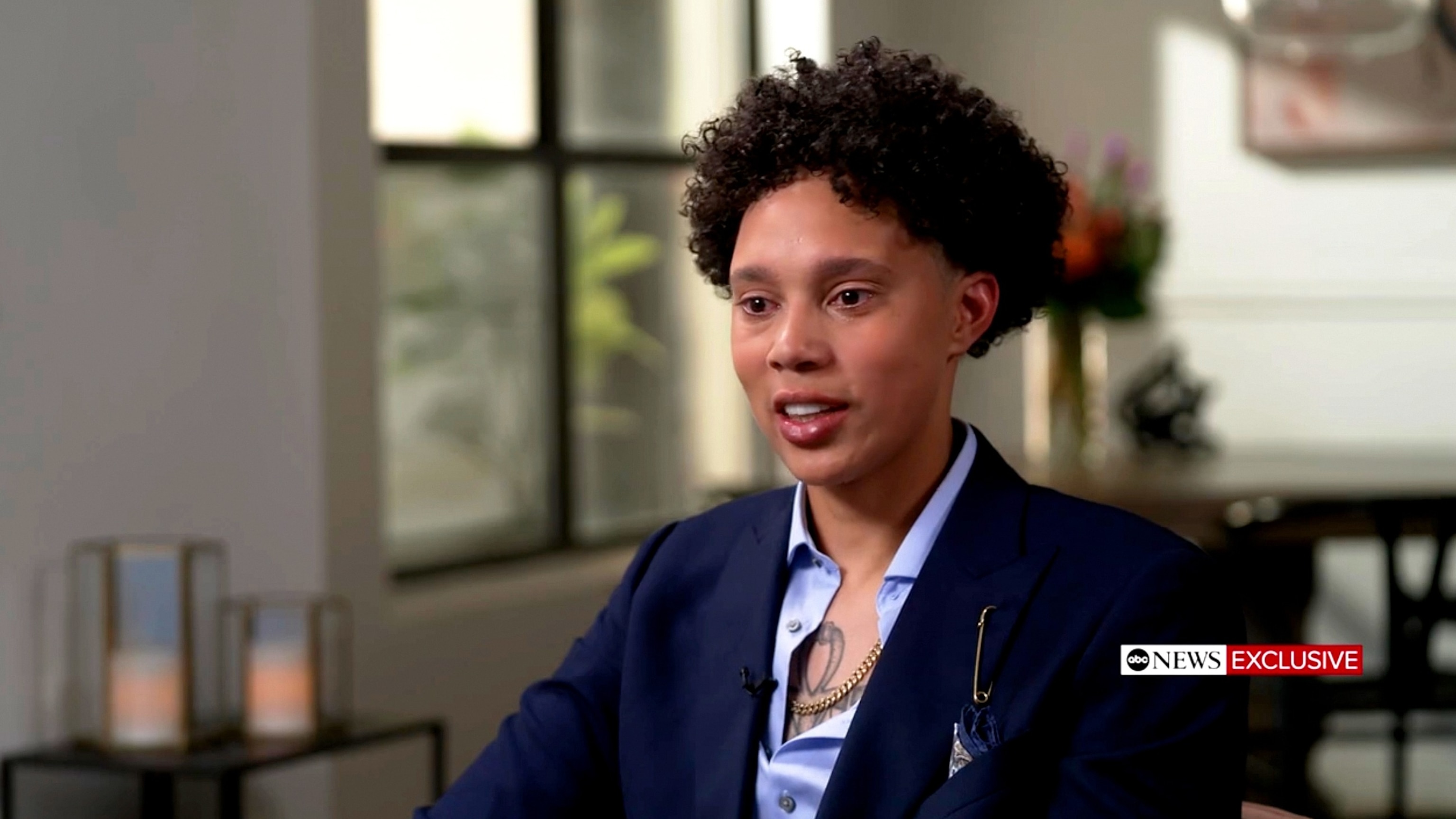 PHOTO: Brittney Griner speaks with Robin Roberts during an interview with ABC News.