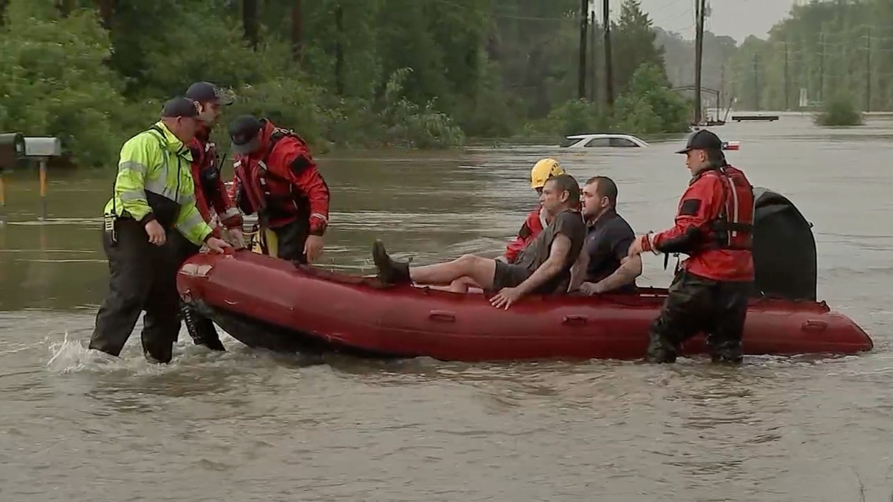 PHOTO: A still from video footage shows a flood river rescue in Splendora, TX, May 3, 2024.