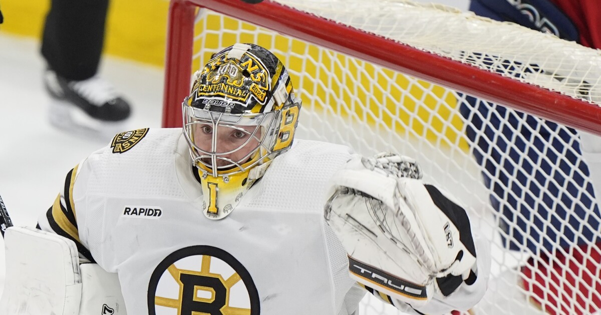Boston Bruins win first game of series; Swayman stops 38 shots