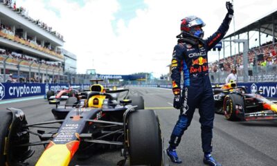 Verstappen wins sprint from Leclerc; Hamilton penalised