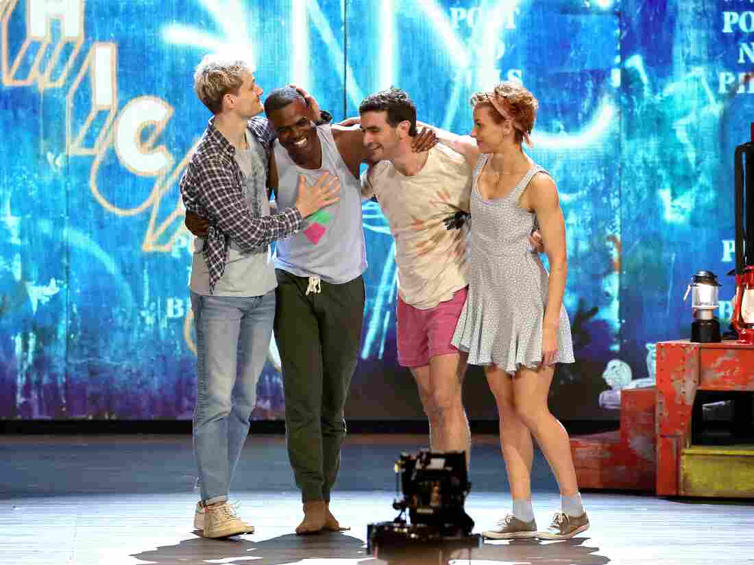 Ben Cook, Ahmad Simmons, Ricky Ubeda and Gaby Diaz of Illinoise perform onstage during The 77th Annual Tony Awards.