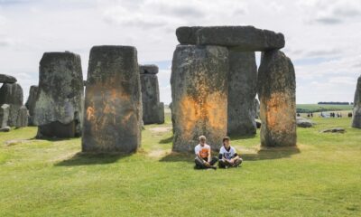 2 climate activists were arrested after spraying orange paint on Stonehenge : NPR