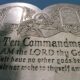 A Ten Commandments sculpture is on display in front of city hall June 27, 2001 in Grand Junction, Colorado.