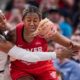 Indiana Fever forward Aliyah Boston (7) rushes up the court against Atlanta Dream forward Cheyenne Parker-Tyus (32) on Thursday, June 13, 2024, during the game at Gainbridge Fieldhouse in Indianapolis. The Indiana Fever defeated the Atlanta Dream, 91-84.