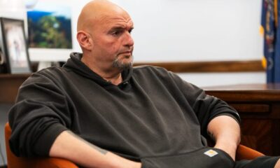 Sen. John Fetterman (D-Penn.) speaks with USA TODAY in his office at the U.S. Capitol Thursday, May 2, 2024.