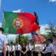 Members of the Taunton Air Force Junior ROTC raise the Portuguese flag outside Taunton City Hall on June 8, 2024.