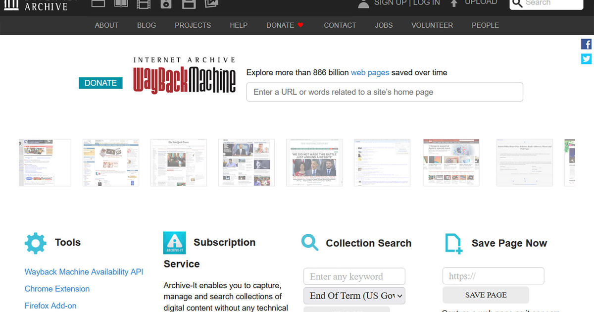 The Wayback Machine, a time machine for the web
