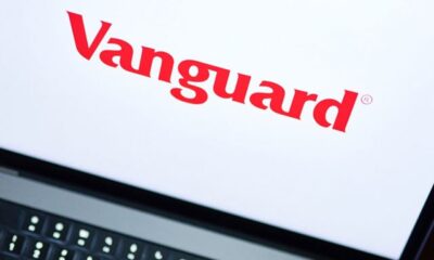 Vanguard logo on a laptop computer