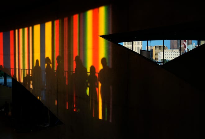 July 3, 2024; Columbus, Ohio, USA; 
Guests enjoy an event at National Veterans Memorial and Museum before Red, White and Boom in downtown Columbus on Wednesday evening.