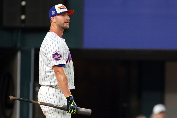 The New York Mets’ Pete Alonso reacts during the Home...