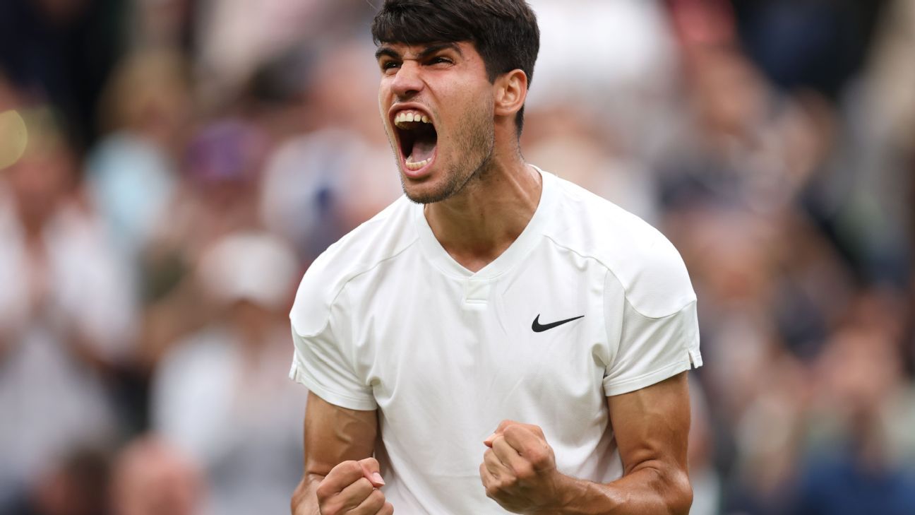 Carlos Alcaraz outduels Frances Tiafoe in 5 sets at Wimbledon