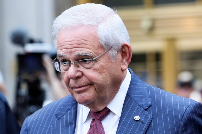 U.S. Senator Robert Menendez (D-NJ) exits Federal Court following his bribery trial in connection with an alleged corrupt relationship with three New Jersey businessmen, in New York City, U.S., July 16, 2024.