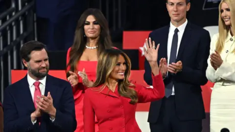 Getty Images Melania Trump waves to supporters at the RNC 