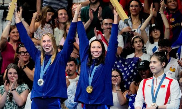 Torri Huske, Gretchen Walsh win gold, silver in women's 100 butterfly