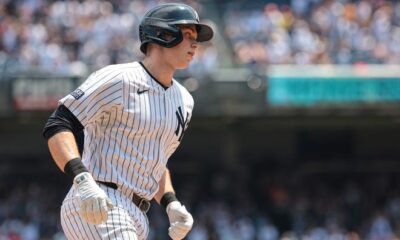 New York Yankees first baseman Ben Rice (93) runs the bases after his solo home run during the first inning against the Boston Red Sox.