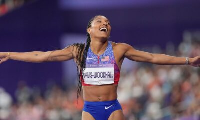 USA’s Tara Davis-Woodhall wins gold in women’s long jump