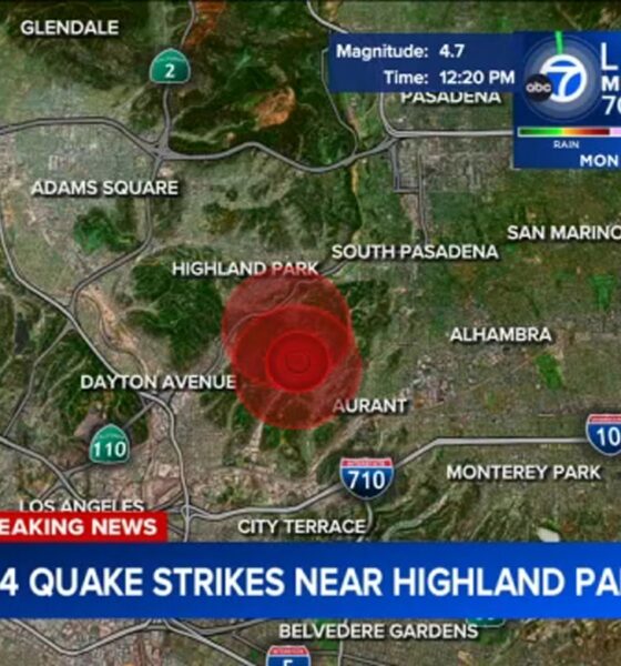 4.4 magnitude earthquake hits Los Angeles, Highland Park area, USGS says