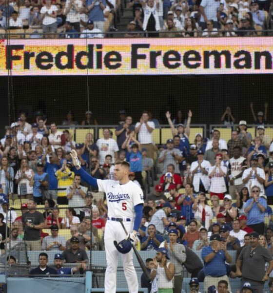 Emotional Freddie Freeman gets hug from Bryce Harper in return to Dodgers as ailing son recovers