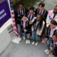 The American Olympics tennis team with NBA legend LeBron James during the Opening Ceremony.