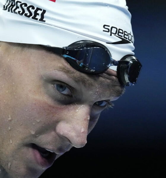 U.S. swimmer Caeleb Dressel breaks down in tears after failing to defend his gold in solo events